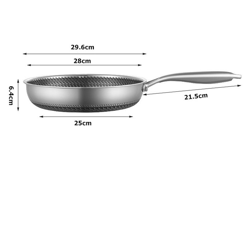 LMETJMA Stainless Steel Frying Pan Nonstick Honeycomb Fry Pan With Lid Induction Ceramic Electric Gas Cooktops Compatible KC0480_voghion.com