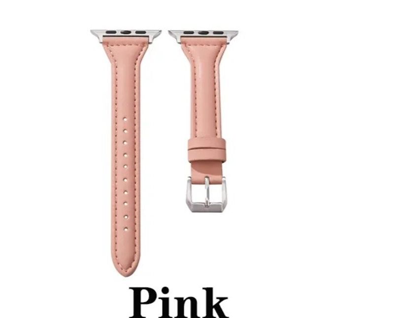 Convient à la série Iwatch, bracelet ajusté en cuir véritable de couleur unie avec accessoires de plusieurs couleurs, bracelet de haute qualité_voghion.com