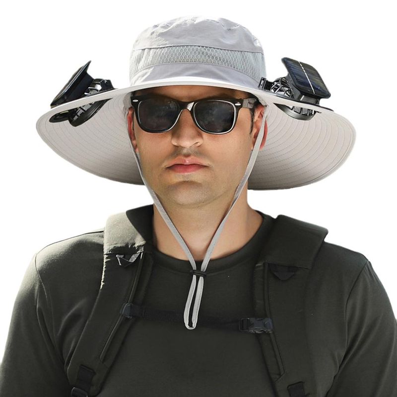 Neuheiten Fan Solar Energie Wiederaufladbare Starke Wind Power Sommer Sonnenschutz Fischer Sonnenschirm Kappe Hut Männlichen Outdoor Übergroßen_voghion.com