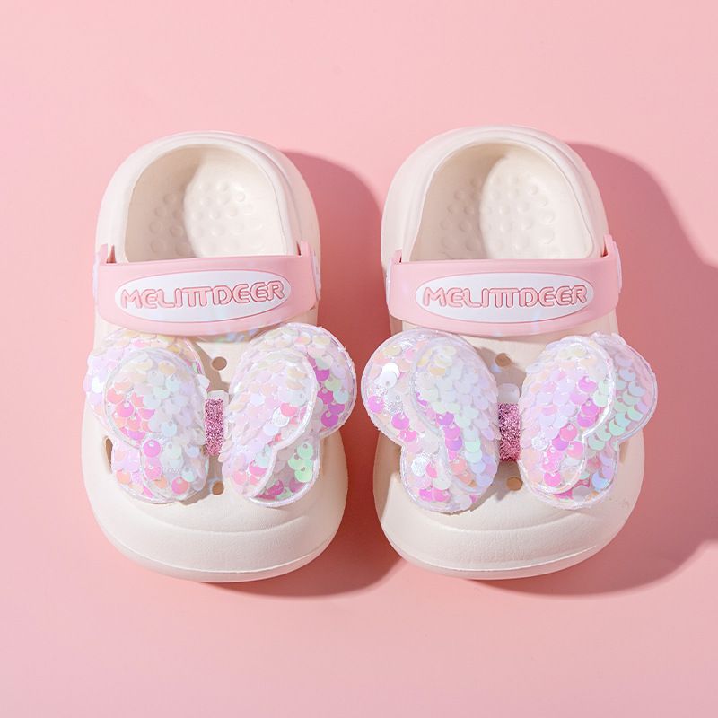 Chaussures pour enfants Nouvelles pantoufles d'été pour enfants Chaussures à trous de dessin animé mignon Filles Paillettes Sandales creuses respirantes Pantoufles_voghion.com