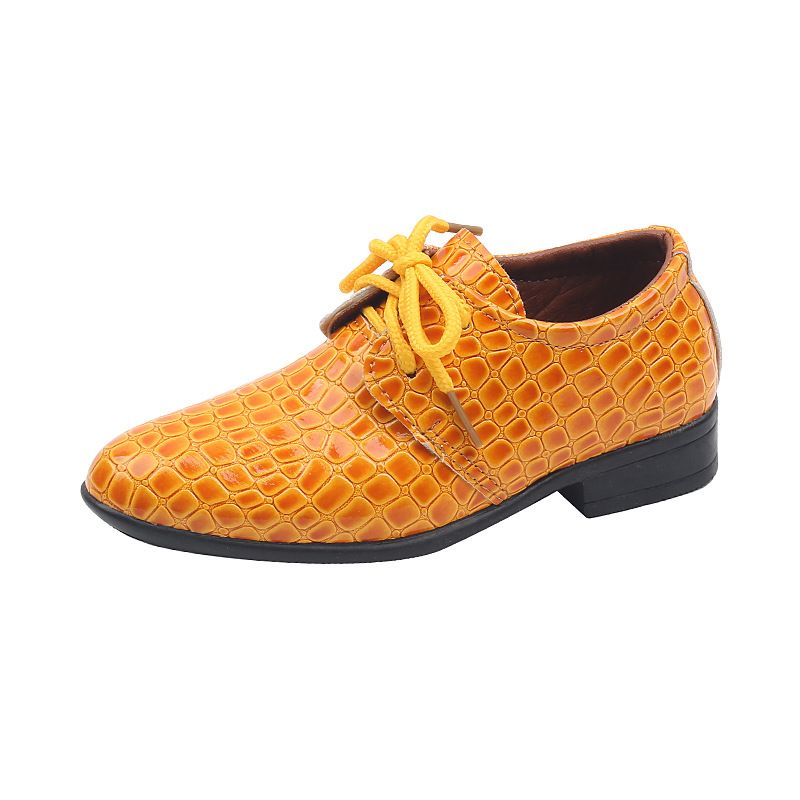 Boys' single fashionable leather children's British style versatile performance shoes, soft soled pointed dress shoes_voghion.com