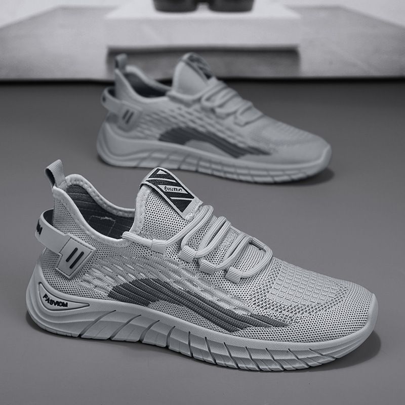 2024 new running shoes Men's sports shoes flying knit low-top lace-up breathable fashion casual shoes_voghion.com