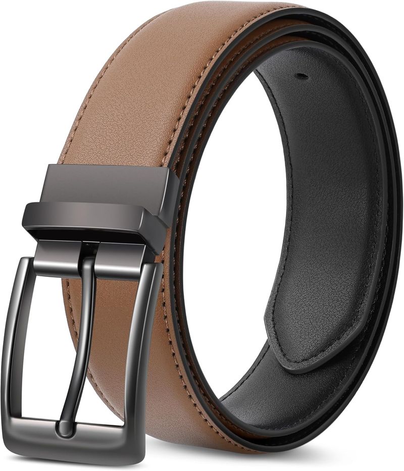 Brown And Black, Double-sided Use Of The Belt For Men, 3.3 Cm Wide Jeans, Business Suit Belt, Men's Leather, Includes_voghion.com