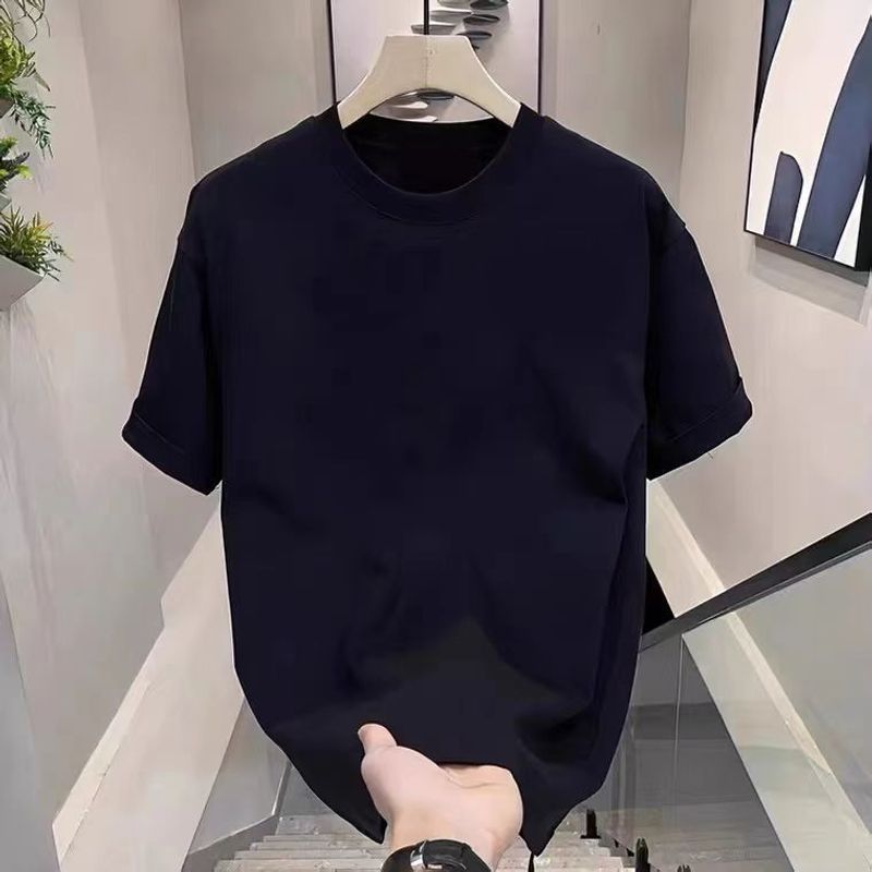 Maglietta corta con stampa, girocollo, casual, da uomo, taglie forti, in cotone_voghion.com