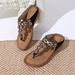Women's summer chic beach flats beaded vintage flip-flops_voghion.com