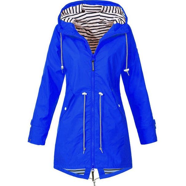 Oberbekleidung für Damen in Übergröße, gestreifter Sturmanzug, Windjacke mit Reißverschluss und Kapuze, Outdoor-Kleidung, wasserdicht_voghion.com