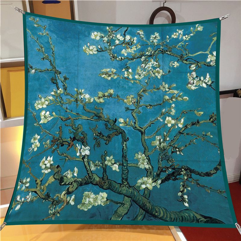 Art Van Gogh Oil Painting Flower Spring and Summer Tourism Sunscreen Silk Decorative Square Scarves_voghion.com