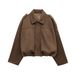 Autumn Winter Women's Bomber Jacket With Batwing Sleeves, Zipper Closure, Loose Fit, Suede Texture, Casual Outerwear – S/M/L_voghion.com
