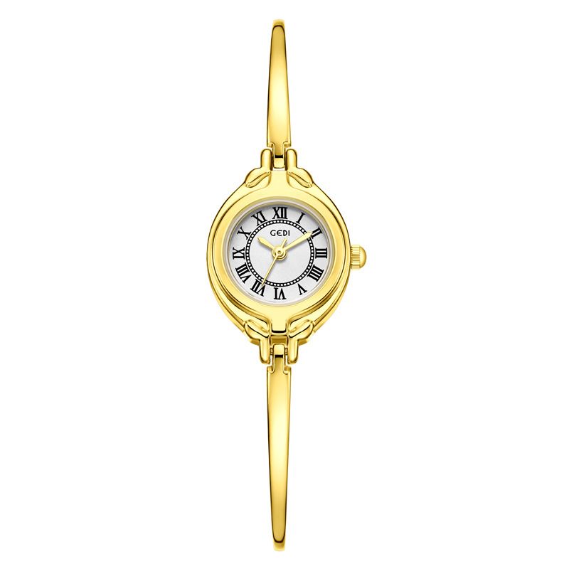 Goldie's Niche High-end Hand Linked Watch, Compact Retro Bracelet Style Women's Watch, Gold High Beauty Slim Strap Quartz Watch_voghion.com