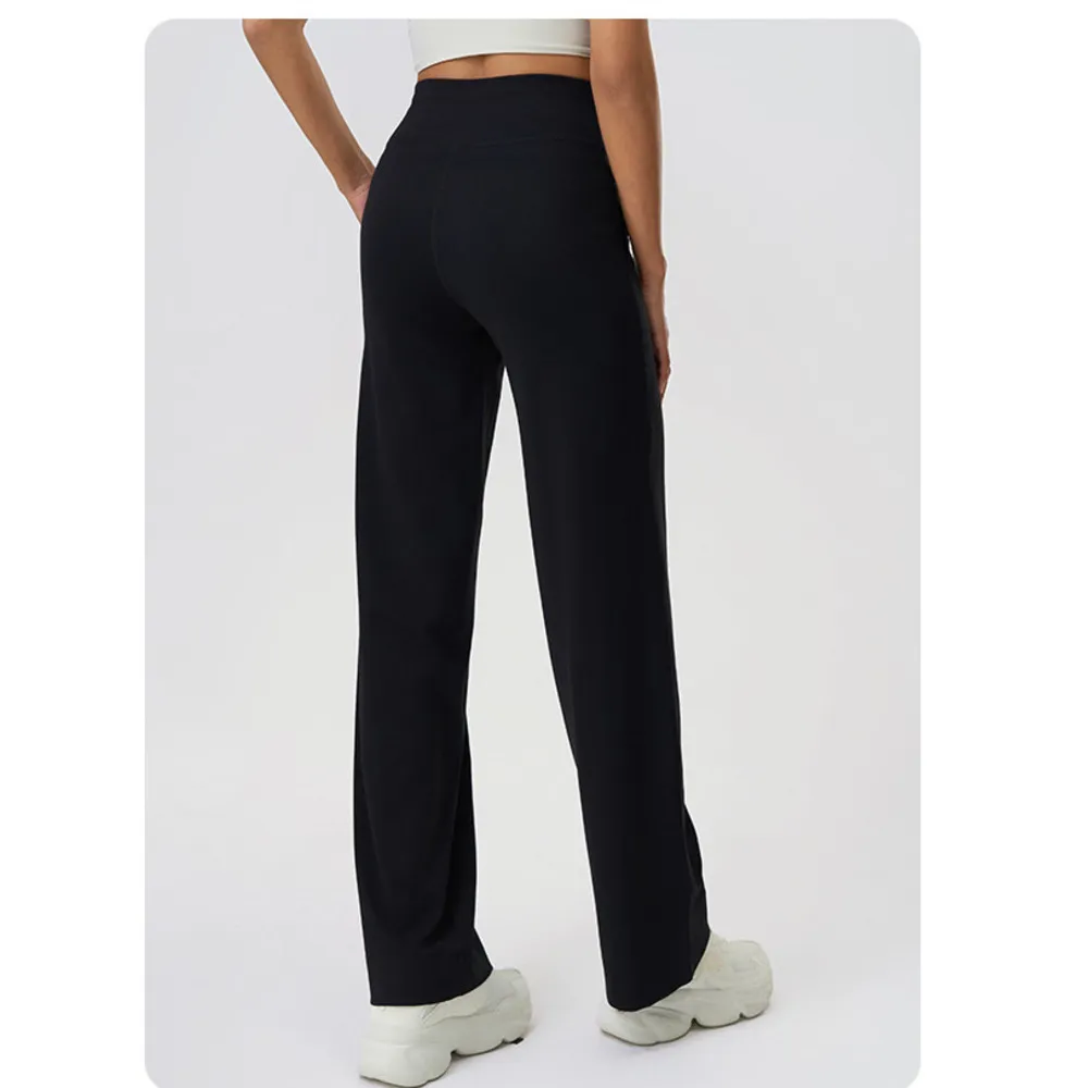 New Evrlue Double 6 Zero Sense Wide Leg Large Pocket Fitness Yoga Women Sports Casual Long Pants DL336_voghion.com