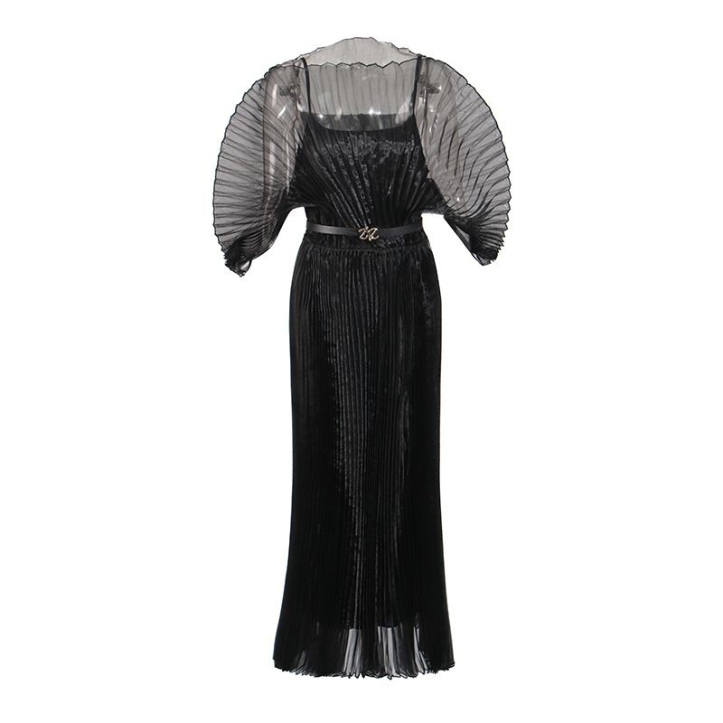 Women's Clothing design dress new fashion high end sense large size lace up slim solid color dress_voghion.com