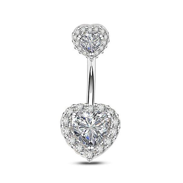 Piercing per l'ombelico da donna a forma di cuore in stile europeo e americano, in acciaio al titanio, con bottone transfrontaliero, scintillante_voghion.com