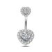 Piercing per l'ombelico da donna a forma di cuore in stile europeo e americano, in acciaio al titanio, con bottone transfrontaliero, scintillante_voghion.com