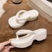 2025 Spring/Summer New Fashion Slope Heel Herringbone Wearing Beach Slippers Outside Female_voghion.com