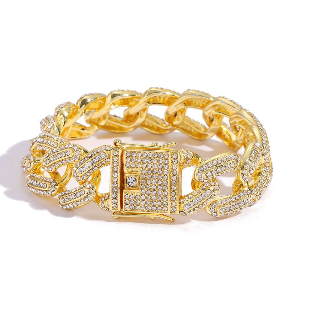 Bracciale cubano Hip Hop, audace ed esagerato, in lega da 20 mm, per uomo, con personalità cubana, accessori rap_voghion.com