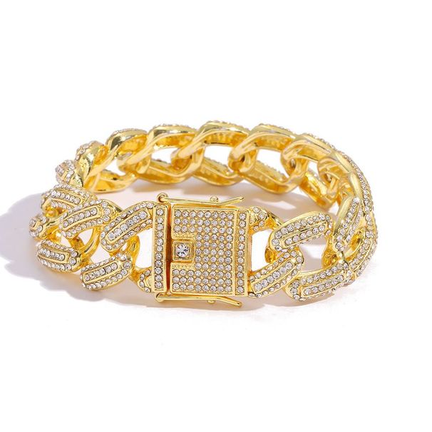 Bracciale cubano Hip Hop, audace ed esagerato, in lega da 20 mm, per uomo, con personalità cubana, accessori rap_voghion.com