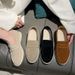 SHLIANG Mote Semsket skinn Kvinners Casual Sko Merkedesign Myke Dame Loafers Mokkasiner Slip On Fritidssko Y0270_voghion.com