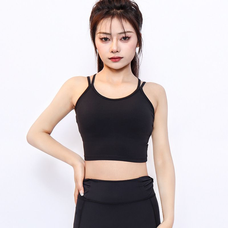 Yoga Vest Runn Top Push-Up Shockproof High Elastic Breathable Beautiful Back Integrated Fixed Chest Pad Fitness_voghion.com