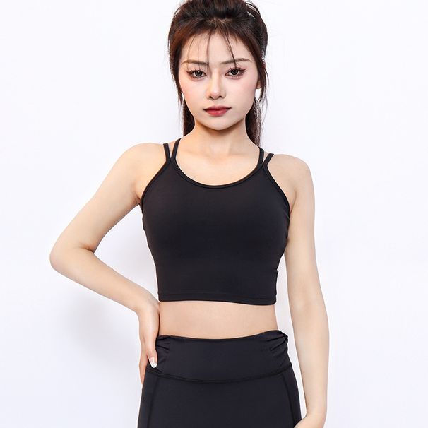 Yoga Vest Runn Top Push-Up Shockproof High Elastic Breathable Beautiful Back Integrated Fixed Chest Pad Fitness_voghion.com