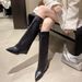Women's Pointed-Toe Boots Buckle Versatile High-Top Boots 2025 Fall/Winter New_voghion.com