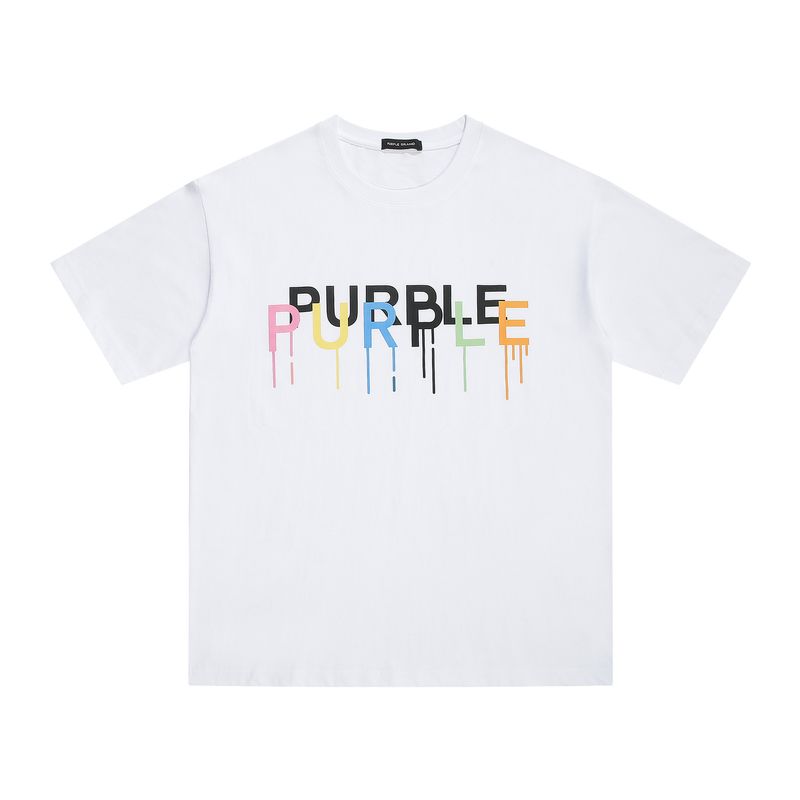 Men's Clothing  beauty trend Purple Brand colorful letter print hip-hop men and women loose casual short-sleeved T-shirt_voghion.com