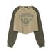 HeyHenry 2023 Autumn College Style Loose Short Sweatshirt For Women With Printed Letters Long Sleeve T-Shirt V-Neck Top_voghion.com