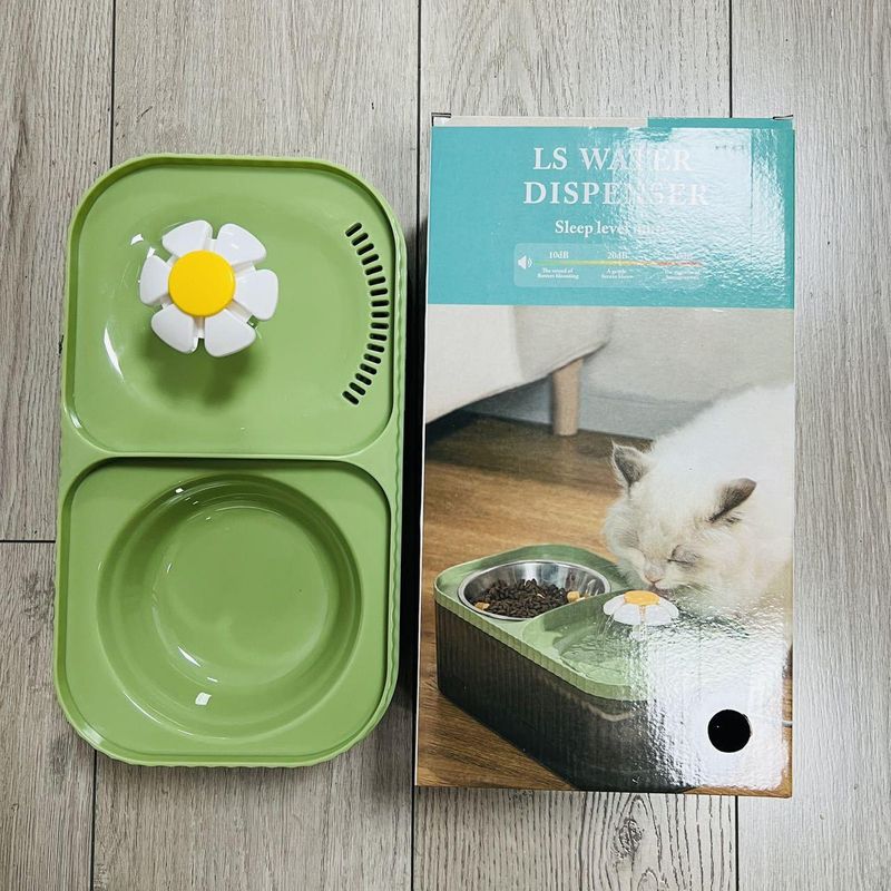 Automatic Cat Feeder And Dispenser, Large Capacity Flower Integrated Flowing Water Dog Waterer, Pet Supplies_voghion.com
