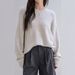 Damen Oversize-Strickpullover, lässiger Rundhalspullover, lockere Passform, einfarbig, koreanischer Stil, Herbst-Winter-Mode-Top_voghion.com
