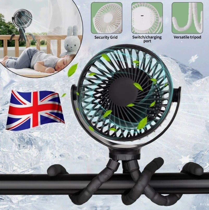 Portable Mini Handheld Stroller Cooling Fan Clip On Desk 3Mode USB Rechargeable_voghion.com