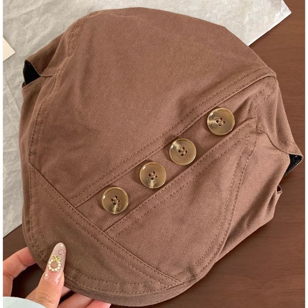 Cappello da strillone con bottone in avanti per donna, versatile, con berretto a becco d'anatra e testa grande_voghion.com