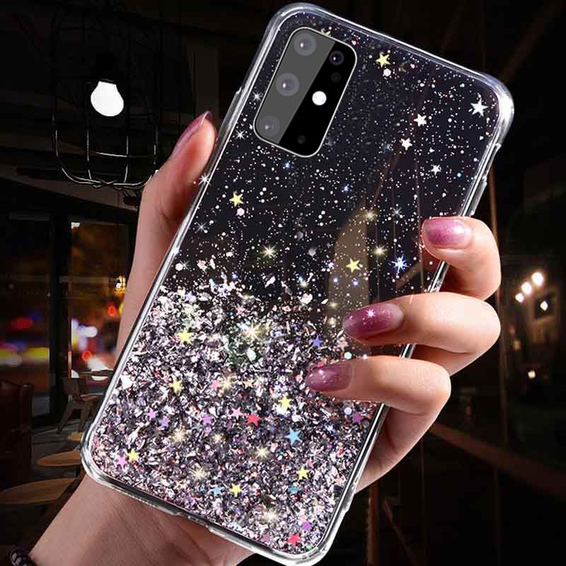 Silver Foil Bling Glitter Case For Samsung Galaxy A13 A23 A33 A53 A73 A14 A34 A54 A04 A04E A24 4G 5G Silicone Cover_voghion.com
