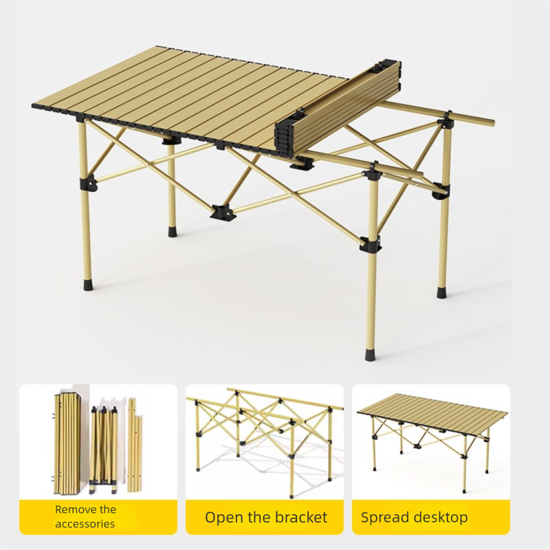 Outdoor Folding And Chair Board Portable Aluminum Alloy Ultra-light Picnic Table Egg Roll Camping Pack_voghion.com