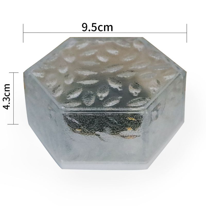 Luce solare esagonale in mattoni di ghiaccio - Decorazione da giardino per esterni impermeabile a 6 LED, bianco caldo/freddo (95x63 mm)_voghion.com