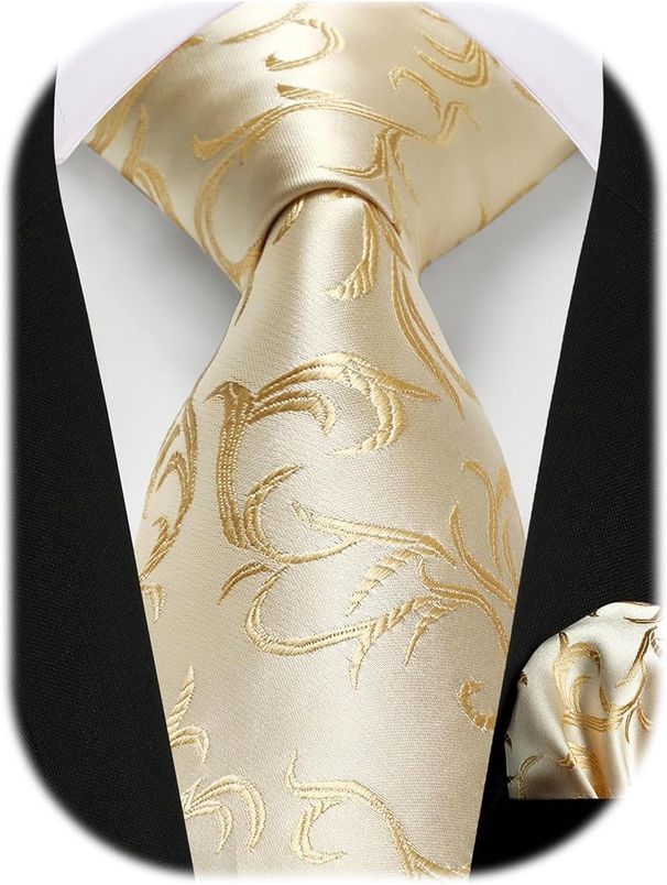 Pánské svatební kravaty a kapesníček do saka, sada kravat s paisley vzorem, jednobarevné, v různých barvách_voghion.com