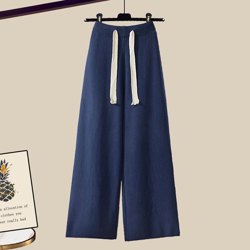 Damkläder Stor storlek Dam höst- och vinterdräkter för kvinnor Ny tröja stickad tröja för kvinnor Lös smala vida benbyxor Tvådelad kostym_voghion.com