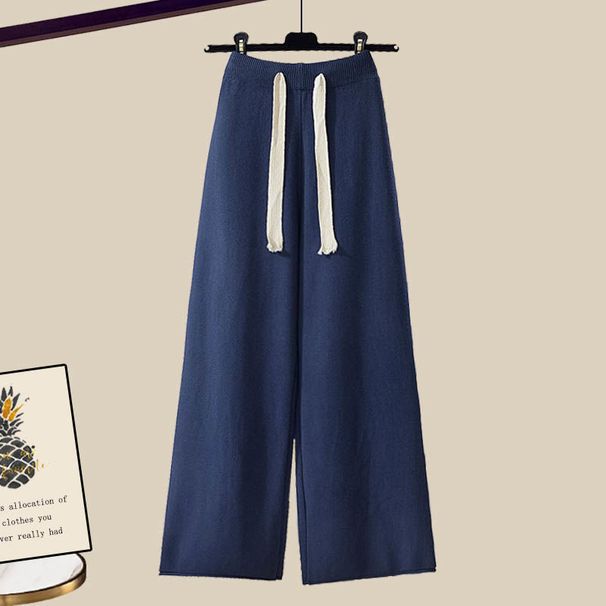 Damkläder Stor storlek Dam höst- och vinterdräkter för kvinnor Ny tröja stickad tröja för kvinnor Lös smala vida benbyxor Tvådelad kostym_voghion.com