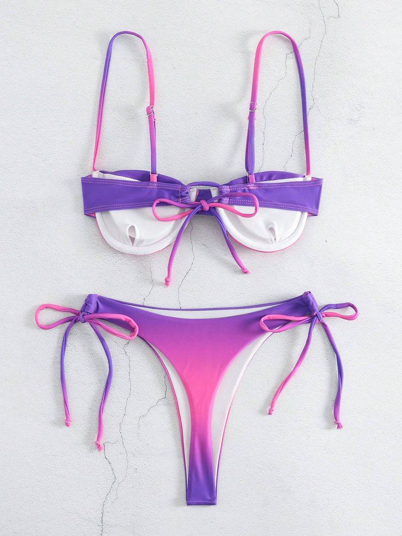 Women's Clothing Bikini Underwire Swimsuit Three point Sexy Swimsuit Women's Gradient Color_voghion.com