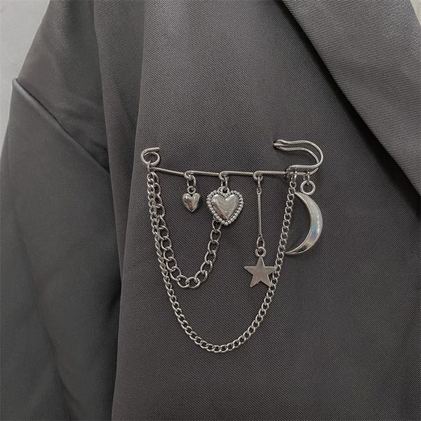 Herz Crescent Star Brosche Persönlichkeit Quaste Mond Anzug Kleidung Hut Dekoration Pin Trendy_voghion.com