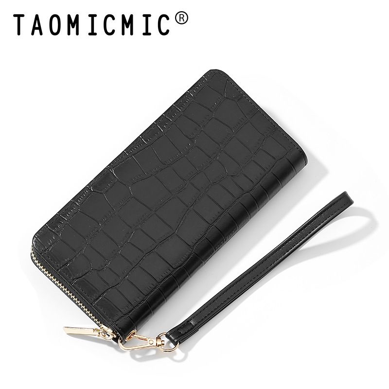 Damenbrieftasche, aristokratisches Temperament, lang, großes Fassungsvermögen, Steinnarbenleder, Reißverschluss, Abend-Clutch mit mehreren Kartenfächern_voghion.com