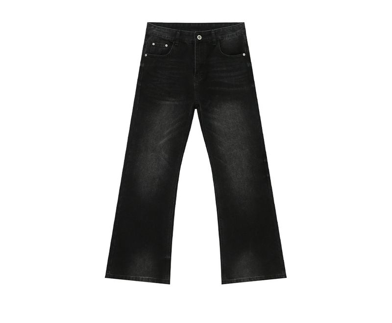 EF JEANS | 2025 Spring New American Retro Micro-pull Slim-fit Washed Black And Gray Versatile Denim Trousers_voghion.com