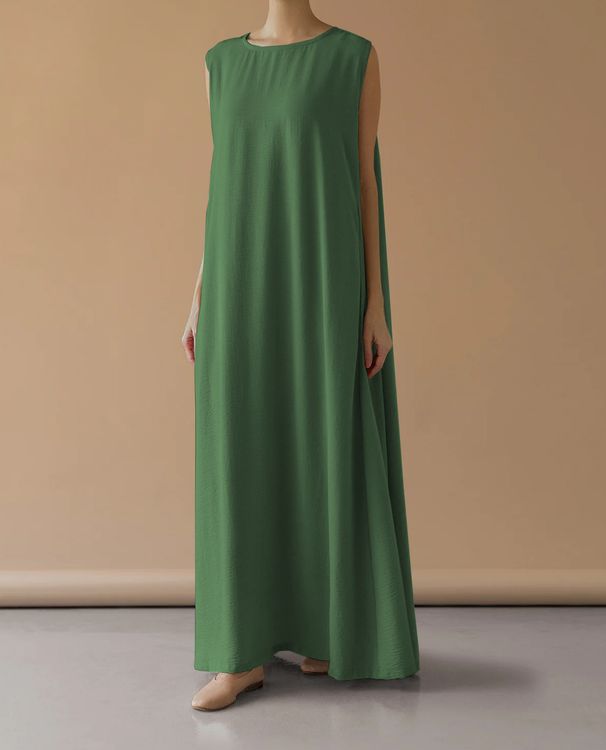 Muslimische Abaya Ärmellose Weste Kleid Kaftan Robe Frauen Kleidung MSL153_voghion.com