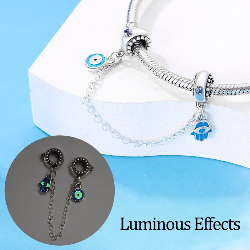 Women's Jewelry White Copper Plated 925 Silver New Guardian Luminous Safety Chain Bracelet_voghion.com