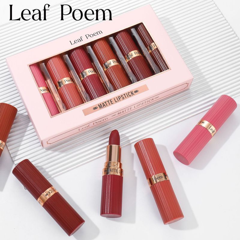 Set di 6 rossetti opachi - Kit di rossetti a lunga tenuta, impermeabili, non seccanti e altamente pigmentati per donna (3,5 g ciascuno, 6 tonalità)_voghion.com