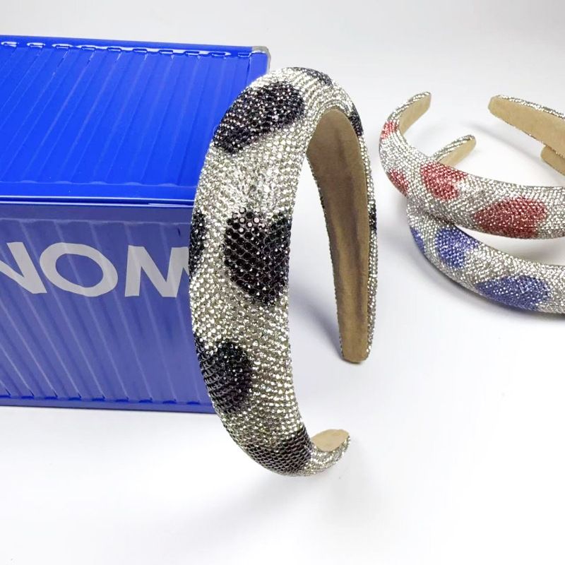 Colorful Rhinestone Headband, Premium Heart-Shaped Sponge Wide Edge Hoop, Stylish Sparkly Hair Accessory_voghion.com