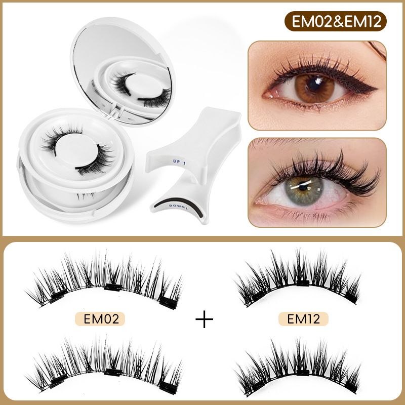2-Pair Magnetic False Eyelashes Set - Glue Free, Natural Nude Look With Mink Hair (Internet Celebrity Style, Reusable)​_voghion.com