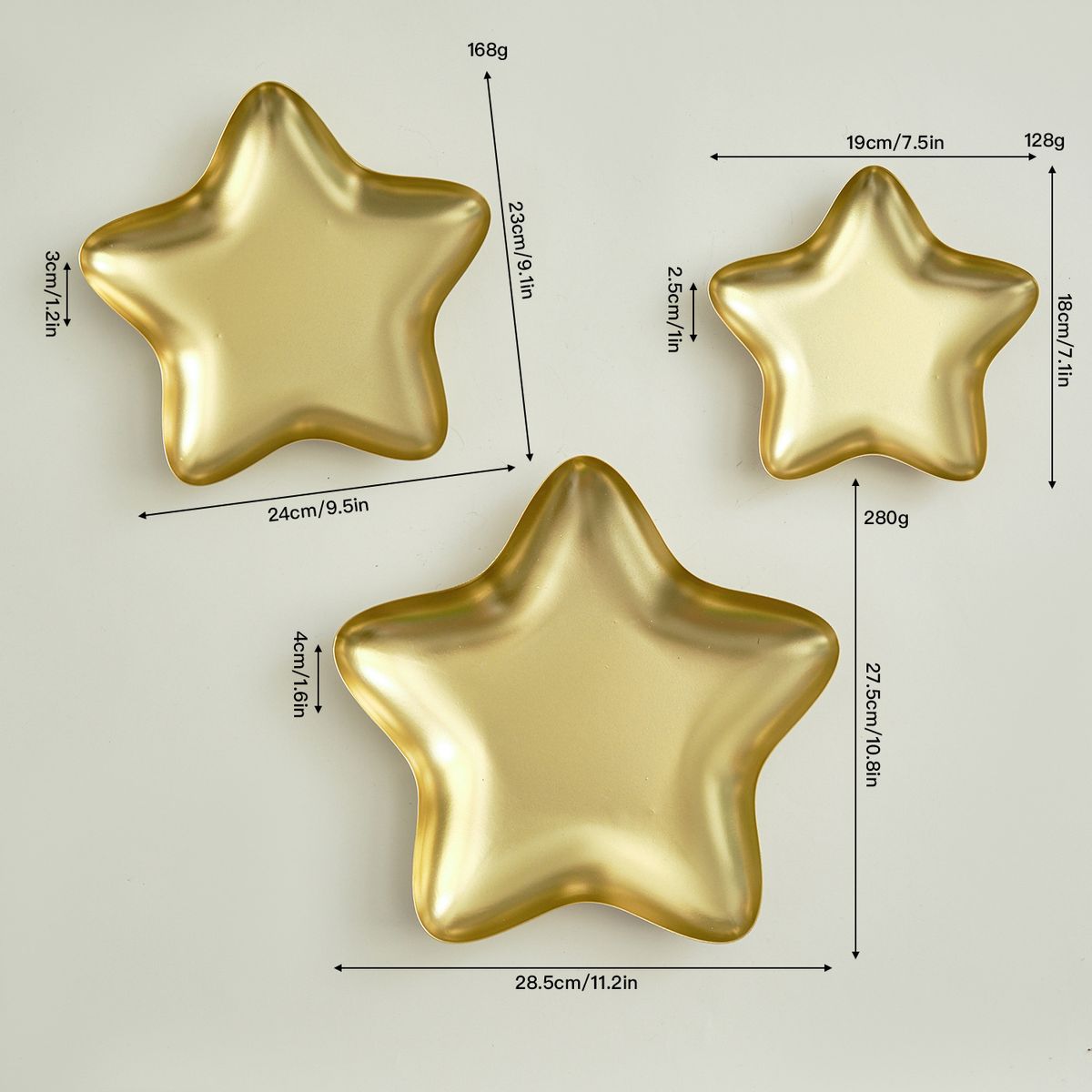 Elegantes sternförmiges Tablett-Set, handgefertigte Servierplatten aus Metall für Desserts und Snacks, minimalistisches Wohndekor in Gold/Silber/Creme/Grün/Grau/Schwarz_voghion.com