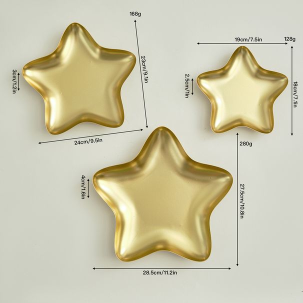 Elegantes sternförmiges Tablett-Set, handgefertigte Servierplatten aus Metall für Desserts und Snacks, minimalistisches Wohndekor in Gold/Silber/Creme/Grün/Grau/Schwarz_voghion.com
