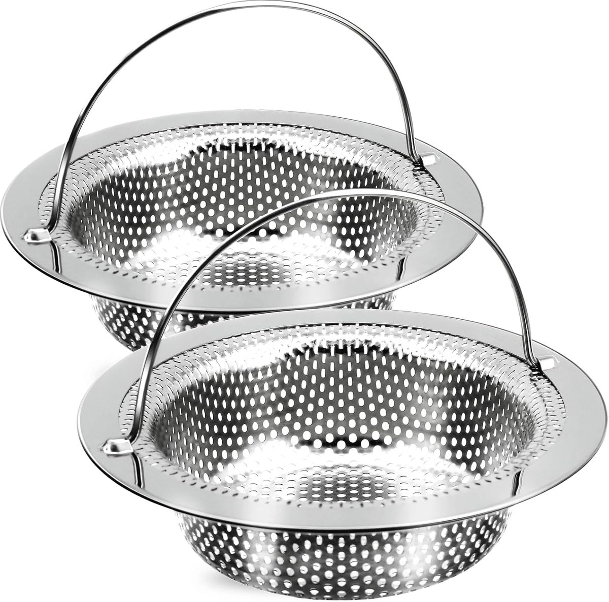 Colini in acciaio inox, confezione da 2, raccogli-cibo da 4,5 pollici con manico, filtro per lavello, utensile da cucina UE_voghion.com