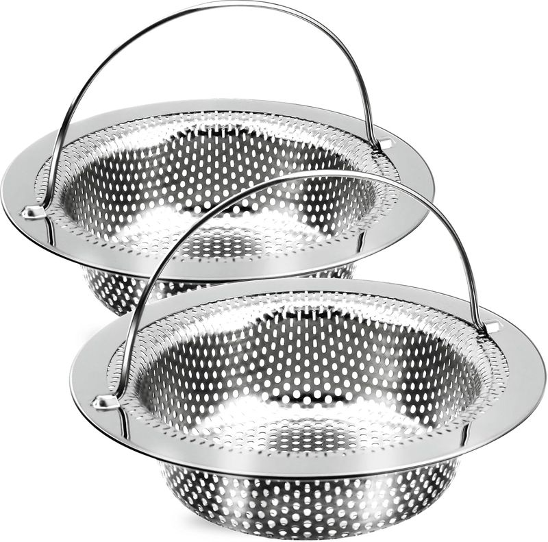2-Pack Stainless Steel Sink Strainer With Handle - 4.5inch Food Catcher_voghion.com