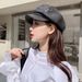 New Autumn Winter Octagonal Men And Women All-match PU Leather Beret Korean Version Outdoor Casual Hat_voghion.com